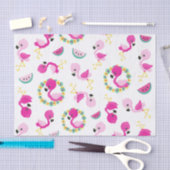 トロピカルパターン，フラミンゴ，スイカ，花 薄葉紙 (クラフト)