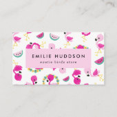 トロピカルパターン，フラミンゴ，ペットショップ，バードストア 名刺 (正面)