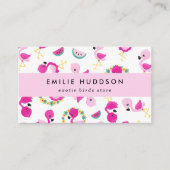 トロピカルパターン，フラミンゴ，ペットショップ，バードストア 名刺 (正面)