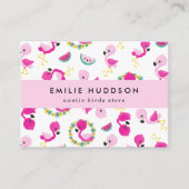 トロピカルパターン，フラミンゴ，ペットショップ，バードストア 名刺 (正面)