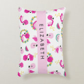 トロピカルパターン,フラミンゴ,花,あなたの名前 アクセントクッション (正面(垂直))