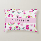トロピカルパターン,フラミンゴ,花,あなたの名前 アクセントクッション (裏面)