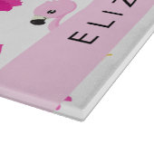 トロピカルパターン，フラミンゴ，花，あなたの名前 カッティングボード (角)