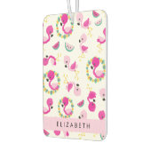 トロピカルパターン,フラミンゴ,花,あなたの名前 カーエアーフレッシュナー (左)