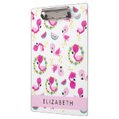 トロピカルパターン，フラミンゴ，花，あなたの名前 クリップボード (左)