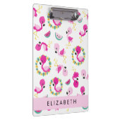 トロピカルパターン，フラミンゴ，花，あなたの名前 クリップボード (右)