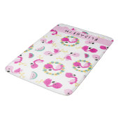 トロピカルパターン,フラミンゴ,花,あなたの名前 バスマット (アングル)