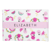 トロピカルパターン,フラミンゴ,花,あなたの名前 枕カバー (正面)