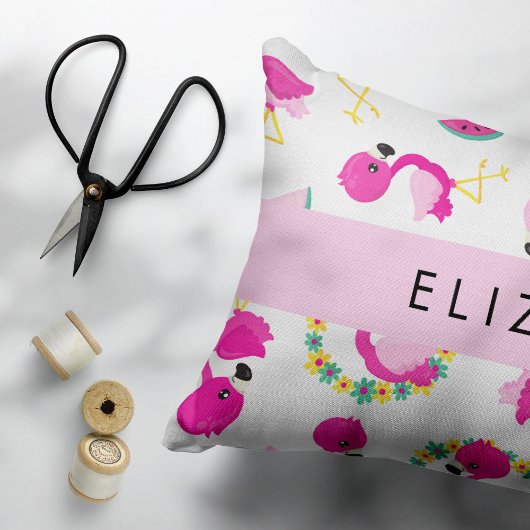 トロピカルパターン,フラミンゴ,花,あなたの名前 枕カバー