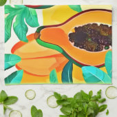 トロピカルパパヤポップ・アートのアート キッチンタオル (折り畳み)