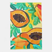 トロピカルパパヤポップ・アートのアート キッチンタオル (縦)