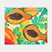 トロピカルパパヤポップ・アートのアート フリースブランケット (正面(横))