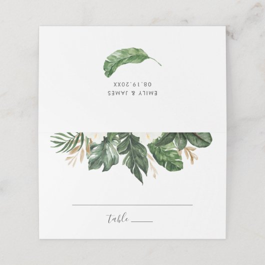 トロピカルパモダンームビーチフローラ金ゴールドリーフ プレイスカード (外部開封)