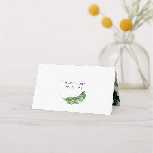 トロピカルパモダンームビーチフローラ金ゴールドリーフ プレイスカード (裏面)