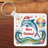 トロピカルパラダイスのクリスマスドルフィン キーホルダー (正面)