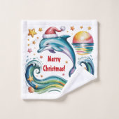 トロピカルパラダイスのクリスマスドルフィン バスタオルセット (ウォッシュタオル)