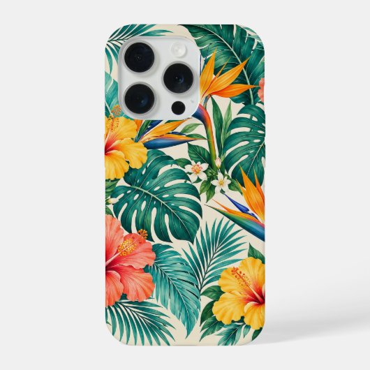 トロピカルパラダイスの植物の花柄 iPhoneケース (裏面)