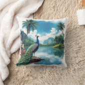 トロピカルパラダイスの美しい孔雀 クッション (ブランケット)