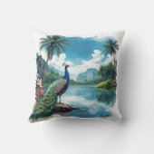 トロピカルパラダイスの美しい孔雀 クッション (裏面)