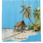 トロピカルパラダイスわらぶきハウスビーチ シャワーカーテン (正面)