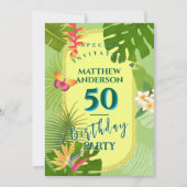 トロピカルパラダイスアニュリーグリーン誕生日招待状 シーズンカード (正面)