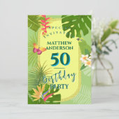 トロピカルパラダイスアニュリーグリーン誕生日招待状 シーズンカード (スタンド正面)