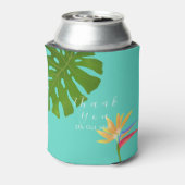 トロピカルパラダイスイヤー誕生日ティール（緑がかった色） 缶クーラー (缶裏面)