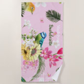 トロピカルパラダイスウェディングパーティーの好意ビーチタオル ビーチタオル (正面)