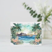 トロピカルパラダイスウォーターカラービーチバケーション シーズンポストカード (スタンド正面)