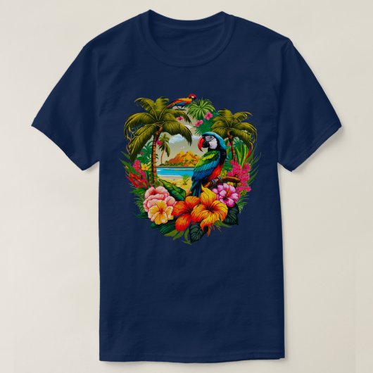 トロピカルパラダイスカラフルイラストレーション Tシャツ (デザイン正面)