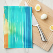 トロピカルパラダイスサンセットコーストラインビュー キッチンタオル (四つ折り)