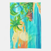 トロピカルパラダイスサンセットコーストラインビュー キッチンタオル (縦)
