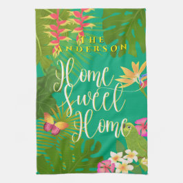 トロピカルパラダイススイートホームグリーン キッチンタオル