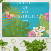 トロピカルパラダイスティール(緑がかった色) キッチンタオル (折り畳み)