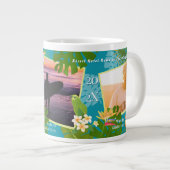 トロピカルパラダイストラベルメモリーズティール(緑がかった色) ジャンボコーヒーマグカップ (正面右)