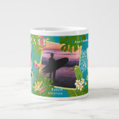 トロピカルパラダイストラベルメモリーズティール(緑がかった色) ジャンボコーヒーマグカップ (正面)