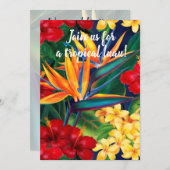 トロピカルパラダイスハワイアンフローラルアウ(ハワイ式宴会) 招待状 (正面/裏面)