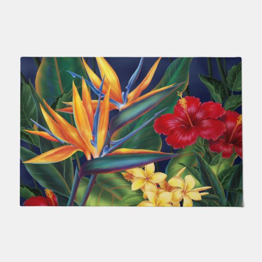 トロピカルパラダイスハワイアンフローラ ドアマット (正面)