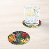 トロピカルパラダイスハワイアンフローラ ラウンドペーパーコースター (インサイチュ)