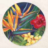 トロピカルパラダイスハワイアンフローラ ラウンドペーパーコースター (正面)