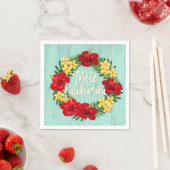 トロピカルパラダイスハワイアンホリデーリースウッド スタンダードカクテルナプキン (インサイチュ)