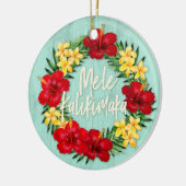 トロピカルパラダイスハワイアンホリデーリースウッド セラミックオーナメント (左)