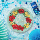 トロピカルパラダイスハワイアンホリデーリースウッド ペーパープレート (パーティー)