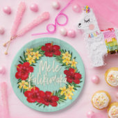 トロピカルパラダイスハワイアンホリデーリースウッド ペーパープレート (パーティー)