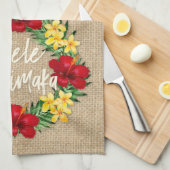 トロピカルパラダイスハワイアンホリデーリースバーラップ キッチンタオル (四つ折り)