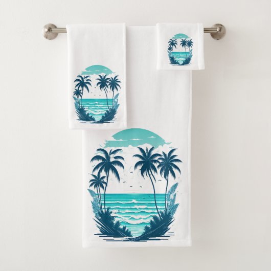 トロピカルパラダイスパームツリーズオンビーチ バスタオルセット (インサイチュ)