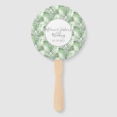 トロピカルパラダイスパームツリービーチ結婚式ラウンド ハンドファン (正面)