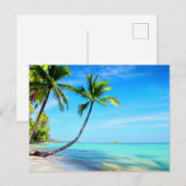 トロピカルパラダイスビューティフルビーチとヤシの木 ポストカード (正面/裏面)