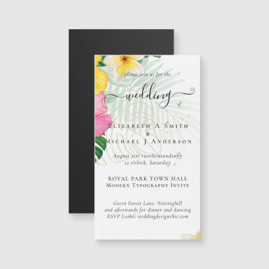 トロピカルパラダイスビーチ結婚式鮮やか花模様 (正面/裏面)