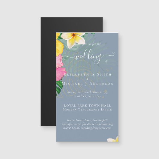 トロピカルパラダイスビーチ結婚式鮮やか花模様 (正面/裏面)